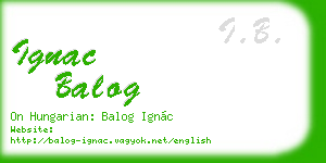 ignac balog business card